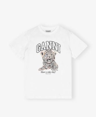 Camiseta Ganni blanca leopardo